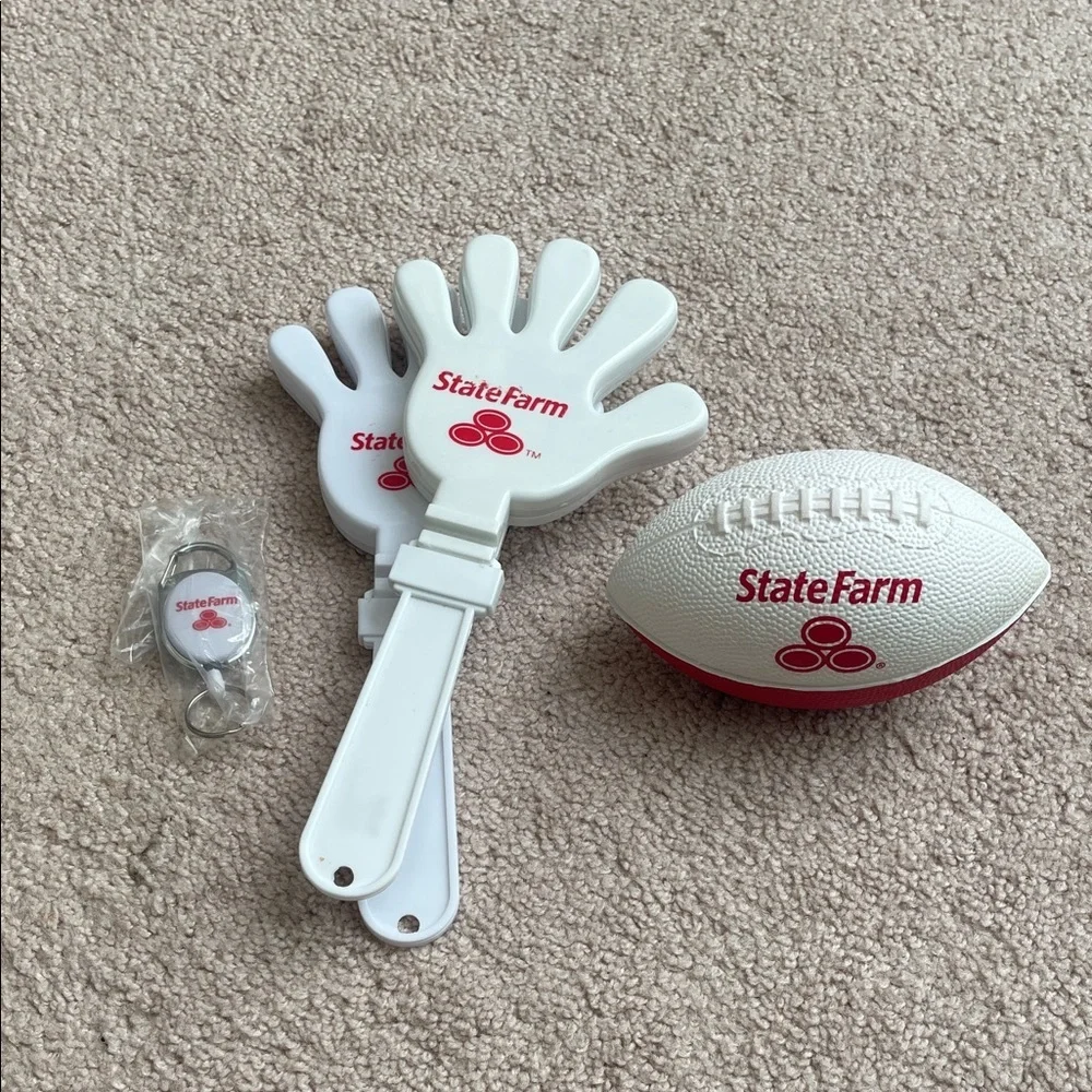 State Farm Clappers (2), Football, & Retractable Card Holder